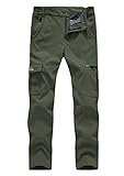 donhobo Damen Wanderhose Outdoorhose Wasserdicht Softshellhose Winddicht Winter Warm Gefüttert Trekkinghose Elastisch Verdickte Sport Freizeithose Grün L