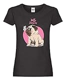 T-Shirt - Mops Welpe Schmetterling Sommer - Tshirt für Damen und F