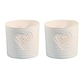 Geyan 2Pcs Decoration Teelichthalter Kerzenbecher aus Keramik Kerzenständer Kerzenhalter Kerzenleuchte für Hochzeit Landhaus O