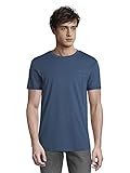TOM TAILOR Denim Herren Strukturiertes T-Shirt, , 27652 - Stormy Petrol Melange, XXL