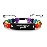 VNOX Personalisieren Sie Heilungs-Chakra-Armband/Doppel-Chakra-Armband anpassen/Kostenlose Gravur Angst Kristall Naturstein Armband/Männer Frauen Stressabbau Reiki Yoga Diffusor S