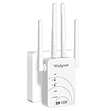 Wodgreat WLAN Verstärker 1200(867Mbit/s 5GHz,300Mbit/s 2,4GHz,Dualband WLAN AC+N WLAN Repeater,2 x Ethernet Port,4 x Externe Antenne WiFi Extender,Support AP Modus),kompatibel zu Allen WLAN-R