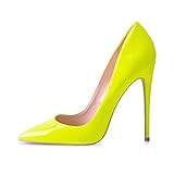 PJRYC High Heels 12cm Schwarz High Heels Silber High Heels Hochzeit Schuhe High Heels Brautschuhe (Color : NEON Yellow, Shoe Size : 39)