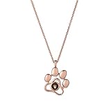 Brawdress 2021 Creative Personalized Pet Photo Necklace, 100 Languages I Love You Projection Necklace Cute Pet Paw Metal Necklace, White Golden, Gold and Rose G