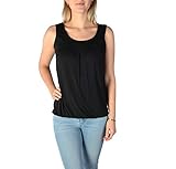 U&F Damen Top mit Gummizug am Saum I lockerer Schnitt für den perfekten Alltag-Look I ärmelloses Shirt für Frauen I angenehmes Tragegefühl I Tank Top für Frühling, Sommer & Herbst I Schwarz Größe XL