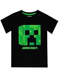 Minecraft Jungen Creeper T-Shirt Schwarz 140