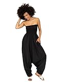 likemary Extraweite Damen Haremshose - Einteiler aus Baumwolle – Jumpsuit Overall - Pluderhose mit Bandeau Oberteil - Größen 36 bis 44 - Vielseitig anpassbar schw