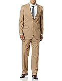 Palm Beach Men's Boone Poplin Suit, Khaki, 36 Reg