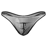 iixpin Herren Transparente Unterhosen Slip Mesh String Tanga Sexy mit Bulge Pouch Bikini Thong Trunks Männer Unterwäsche Dessous Schwarz L