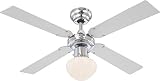 Globo E27 Deckenventilator mit Chrom Klingen, silberfarben/Weiß