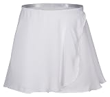 tanzmuster ® Wickelrock Mädchen Ballett - Emma - aus transparentem Chiffon - lockerluftiger Ballettrock zum Binden für Kinder in weiß, Größe:152/158