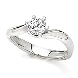 Bossoro Gioielli-Ring Frau 925 Sterling Silber-Solitär 'SONNE' mit Brillant-Zircon mm.5-Jahrestag Verlobungsgeschenk