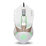 DAGUAI Mäuse verdrahtet USB Maus LED Vierfarbige optische mechanische Maus mit 7 programmierbaren Tasten 3200 DPI.Plug Play Perfect Gaming (Color : White)