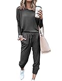 WXDSNH Damen Anzug Langarm T-Shirt Hose Lose Einfarbig Herbst Und Winter Casual Top