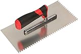 KOTARBAU® Edelstahl Glättkelle 270 x 128 mm mit Zahnung 4x4 mm Zahnkelle zum Verlegen von Fliesen Glättscheibe Traufel Edelstahlkelle mit Softgriff unentbehrlich beim F