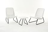 Keter 17197637 Lounge Set Rio, Rattanoptik, Kunststoff, weiß, 77.5 x 76 x 54