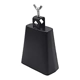 MINGZE 7 Zoll Cowbell, Kuhglocken Cowbells Rock Percussion Instrument Glocken Kuhglocke Schlagzeug Drums Percussion lackiert schwarz 18 cm Länge mit Schraub