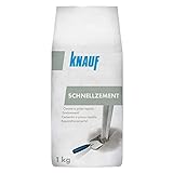 Knauf Schnell-Zement 1-kg minutenschnell abhärtend – Blitz-Zement, Montage-Mörtel für Ausbesserungen und Befestigungen, Blitz-Mörtel mit hoher Früh- und Endfestigkeit, frost- und witterungsbeständig