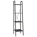 EUGAD 0024ZWJ Standregal Bücherregal Metallregal Leiterregal Stufenregal Multifunktionale Regal Industrie Design MDF Metall 34x35x148cm, Schwarz+Schwarzer M