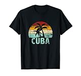 Cuba Sunset Retro Vintage Havanna Palme Urlaub Kuba T-S