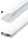 Flacher Design Aluminium Kabelkanal lackiert in Mattweiss selbstklebend 50 mm x 15 mm Alunovo Kabelschacht Leitungskanal Installationskanal (Länge: 40cm)