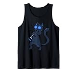 Klarinette Kühle Katze Hippie Hipster Kitty spielt Musik Tank Top