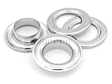 CRAFTMEMORE Ösen mit Unterlegscheiben für Kleidung, Leder, Segeltuch, 19 mm, silberfarben, 25 Stück