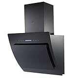 NEG Dunstabzugshaube KF641EKB (Umluft/Abluft) schwarz 60cm kopffrei mit LED-Beleuchtung, Randabsaugung und Fernbedienung, Glas-Front, 5 Motorstufen (max. 850m³/h),
