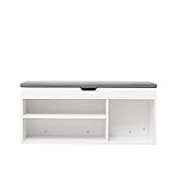 SogesHome Schuhregal mit Stauraum Schuhschrank,Schuhregal 105 x 30 cm, Schuhbank, Schuhaufbewahrung, Aufbewahrungsbank mit gepolstertem Sitz für Eingangsbereich, Wohnzimmer, Flur BSB-SR001