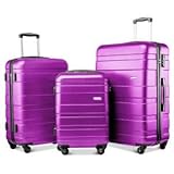 ADFBL Set mit 3 leichten Hartschalen-Koffern mit 4 Rädern, Reisetrolley, Koffer, Gepäck, S