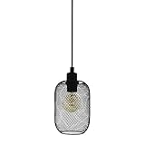 EGLO Pendelleuchte Wrington, 1 flammige Hängelampe Vintage, Industrial, Retro, Hängeleuchte aus Stahl, Esstischlampe, Wohnzimmerlampe hängend in Schwarz, E27 Fassung, Ø 15