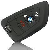 FoilsAndMore Hülle kompatibel mit BMW 3-4-Tasten Autoschlüssel (nur Keyless-Go) - Silikon Schutzhülle Cover Schlüsselhülle in Schw