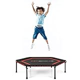 RELAX4LIFE Trampolin 126x31cm, Gartentrampolin mit 6 rutschfesten Füßen, Kindertrampolin mit 42 Federseilen, wasserdichtes Fitnesstrampolin für Innen- und Außenbereiche, bis 200 kg belastbar, schw