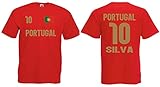 Portugal Silva Herren T-Shirt EM 2020 Trikot Look Style Shirt Rot M