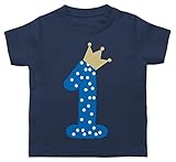 Baby Geburtstag Geburtstagsgeschenk - 1. Geburtstag Krone Junge Erster - 12/18 Monate - Navy Blau - Geburtstag Baby Krone Junge - BZ02 - Baby Shirt für Mädchen und Jung