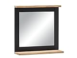 Woodkings® Bad Spiegel Jolo 50x50 Holz schwarz/Natur Rahmen mit Ablage Badspiegel Wandspiegel Badmöbel Badezimmermöbel Schminkspieg