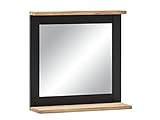 Woodkings® Bad Spiegel Jolo 50x50 Holz schwarz/Natur Rahmen mit Ablage Badspiegel Wandspiegel Badmöbel Badezimmermöbel Schminkspieg