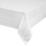 TextilDepot24 Damast Tischdecke weiß mit Atlaskante bei 95°C waschbar 130 x 250 cm 100% Baumw