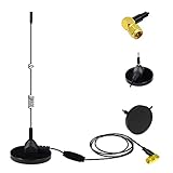 DAB Auto Antenne, Universal SMA Antennen DAB+ Adapter Digitaler Radioantenne mit Leistungsstarker Magnetischer + 3M Verlängerungskabel für AM/FM Autoradio Unterstützung für die Innenmontag