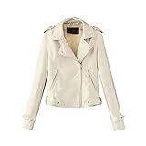 GFGHH Damen Kunstlederjacke Jacke Tailliert Taille Biker Style Motorradjacke Bikerjacke Übergangsjacke Ladies Oberbekleidung Frauen PU Lederjacke Leather Jacket Fashion Retro Winddicht Warm Verdick