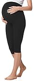 Be Mammy 3/4 Umstandsleggings aus Baumwolle BE20-229 (Schwarz, M)