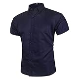 Trachtenhemd Herren Sommer Einfachheit Mode Einfarbig Herren Hemd Modern Basic Slim Fit Stretch Strickjacke Herren Shirt Urban All-Match H