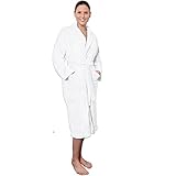 JEMIDI Übergrößen Bademantel in 7 Farben erhältlich XXL XXXL Microfaser Bademantel S - 6 XL Unisex für Damen und Herren Morgenmantel Saunamantel Reisebademantel (5XL, Weiss)