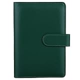 HAUTOCO A6 PU-Leder-Notizbuch, nachfüllbar, 6-Ringbuch für A6 Füllpapier und Geldumschläge, lose Blätter, persönlicher Planer mit magnetischer Schnalle, dunkelgrü