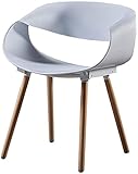 VEESYV Küche Esszimmerstühle Moderne Freizeit Kunststoff Stuhl Holzbeine Rückenlehne Stuhl (Farbe : White)