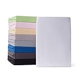 Lumaland Comfort Jersey Spannbettlaken mit Rundum-Gummizug - 100 x 200 cm - 120 x 200 cm - Steghöhe bis zu 25 cm - 160 g/m² 100% Baumwolle Spannbetttuch Bettlaken - Weiß