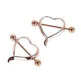 YO-HAPPY 2pcs Nippel Piercing Frauen Lady Sexy Antiallergie Herzform Bars Ring Schmuck