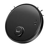 Saugroboter mit Wischfunktion, super leiser Mini-Reinigungsroboter für Harter Boden, Teppiche, Fliesen, Laminat (Schwarz)