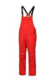 HighMax Latzhose, Arbeitshose, hochfeste Baumwoll-Mischung 315G/m², Reflexbiese, Metallknöpfe, Rot (54)