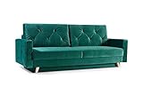 mb-moebel Modernes Sofa Schlafsofa Kippsofa mit Schlaffunktion Klappsofa Bettfunktion mit Bettkasten Couchgarnitur Couch Sofagarnitur 3er NICO Dunkelgrü